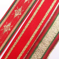 Panglica rosu cu auriu 25 mm