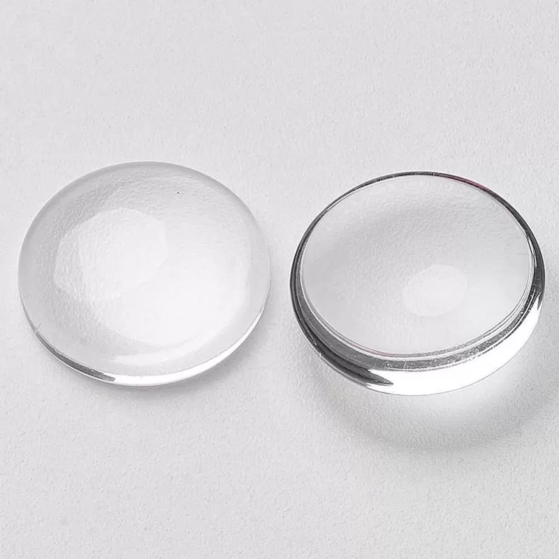 Cabochon rotund din sticlă transparentă