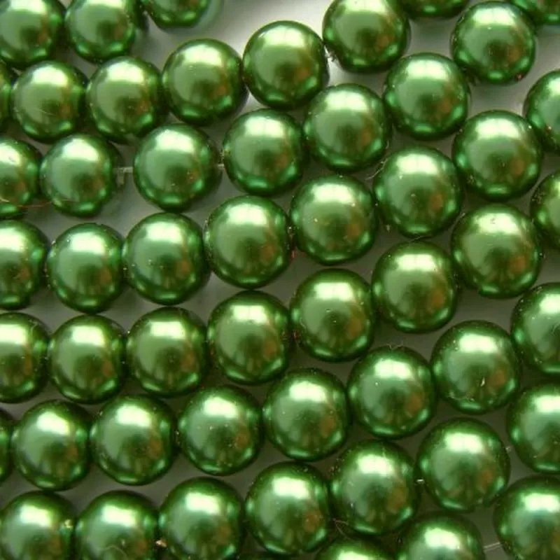 Mărgele sticlă perlate verde