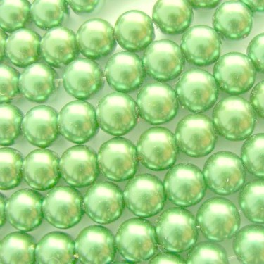 Mărgele sticlă perlate verde deschis