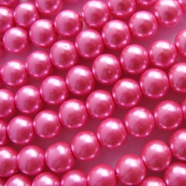 Mărgele sticlă perlate roz aprins