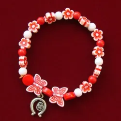 Bratari martisor 8mm floricele si charm
