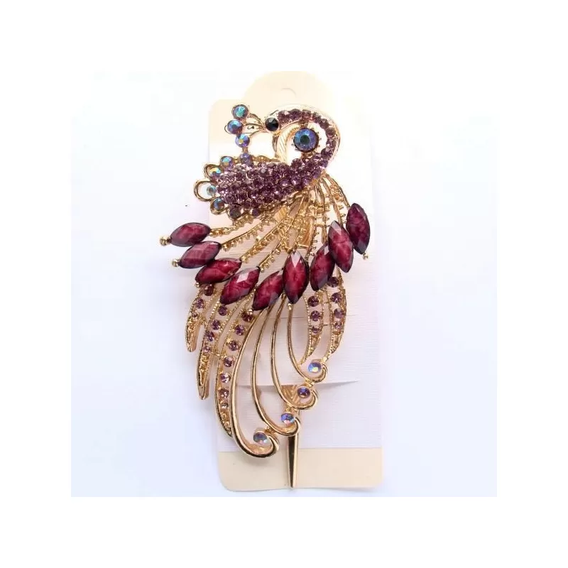 Ac par paun cu rhinestone 12*6cm Ac par paun cu rhinestone 12*6cm