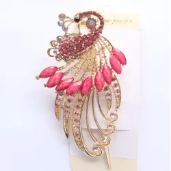 Ac par paun cu rhinestone 12*6cm