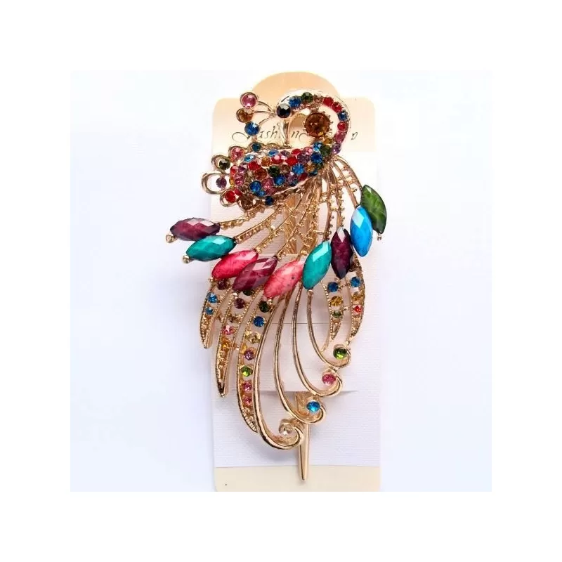 Ac par paun cu rhinestone 12*6cm Ac par paun cu rhinestone 12*6cm
