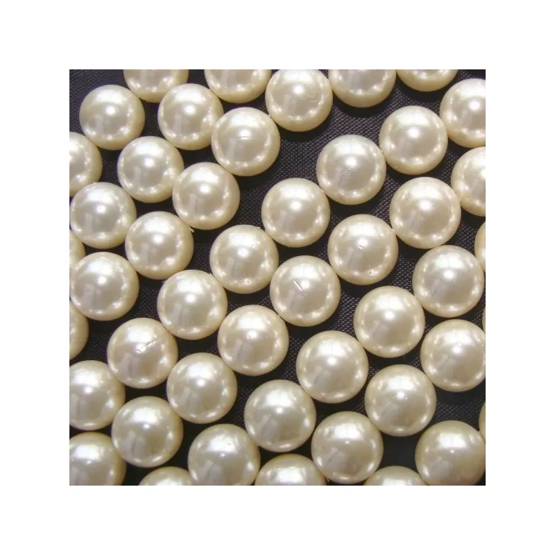 Margele perle imitatie sidef 12mm alb-bej -1buc