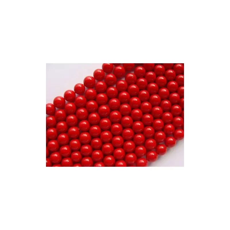 Margele perle imitatie sidef  8mm rosu -10buc