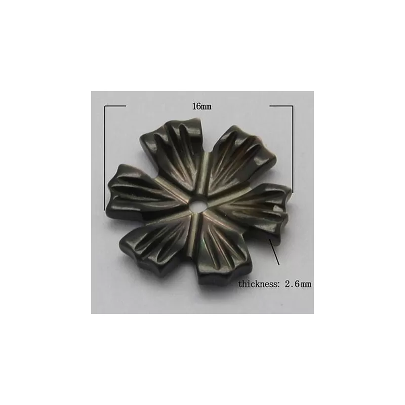Margele sidef floare neagra 16mm -1buc Margele sidef floare neagra 16mm -1buc