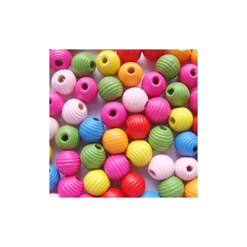 Margele lemn multicolore 14mm striatii -10buc Margele lemn multicolore 14mm striatii -10buc