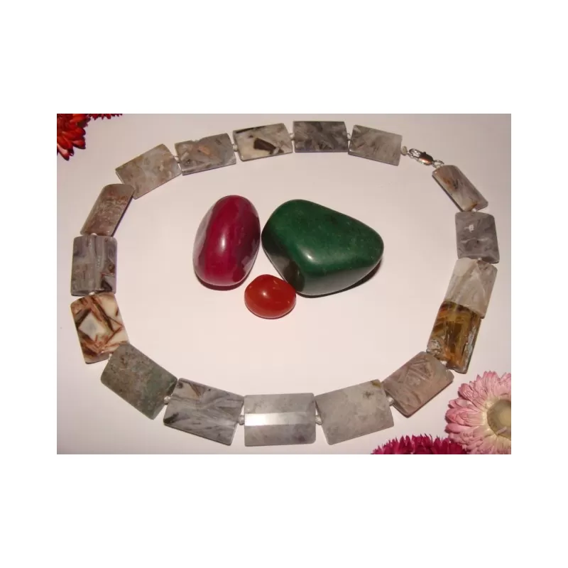 Colier agat silver leaf Colier agat silver leaf