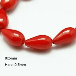 Margele coral 8*5mm rosu -39cm~48buc