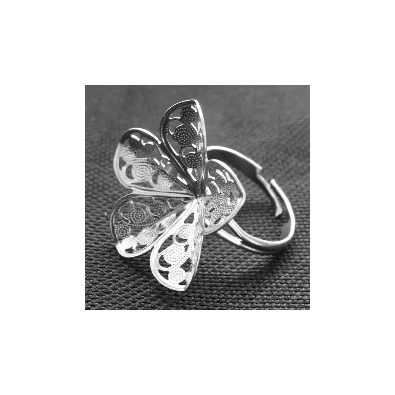 Baza inel sita argintie floare 25mm Baza inel sita argintie floare 25mm