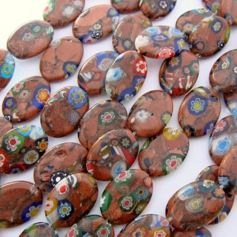 Mărgele Millefiori sticlă ovale Mărgele Millefiori sticlă ovale