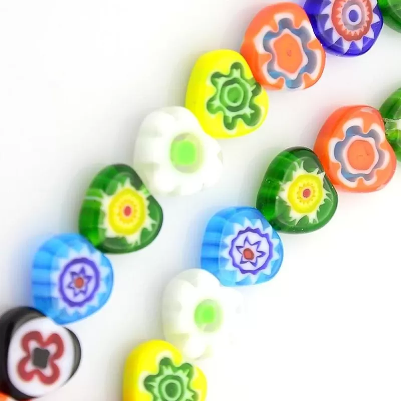Margele Millefiori inima sticla 6mm Margele Millefiori inima sticla 6mm