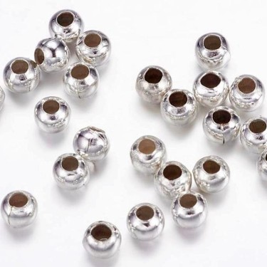 Margele metalice  3mm -100buc argintii